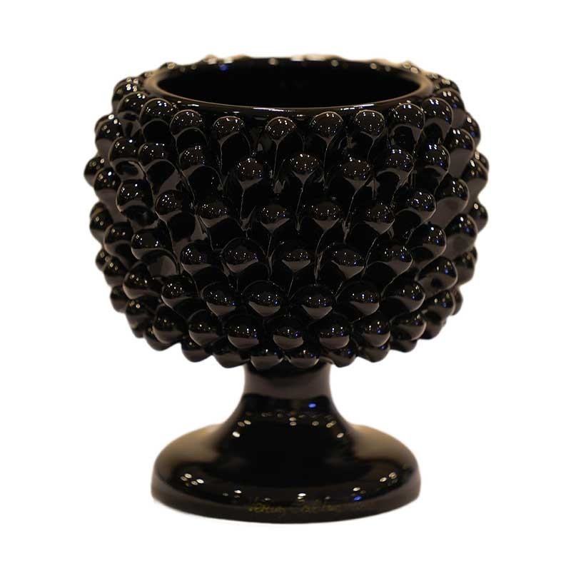 Vaso Cachepot Pigna Nero Lucido